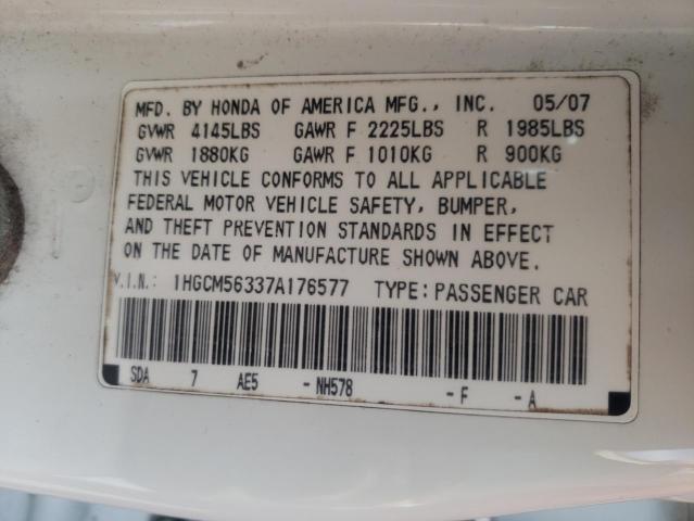 Photo 10 from auction – 2007 HONDA ACCORD with VIN 1HGCM56337A176577