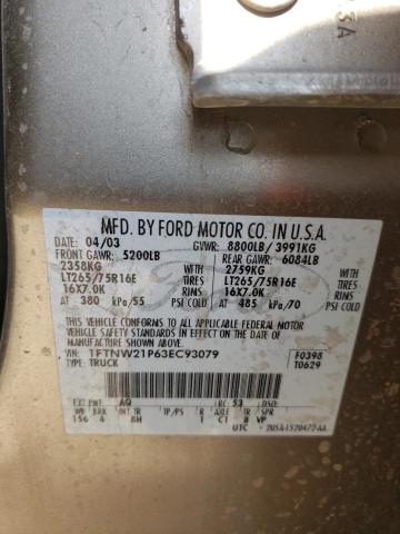 Photo 10 from auction – 2003 FORD F250 SUPER with VIN 1FTNW21P63EC93079