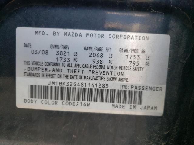 Photo 10 from auction – 2008 MAZDA 3 I with VIN JM1BK32G481141285