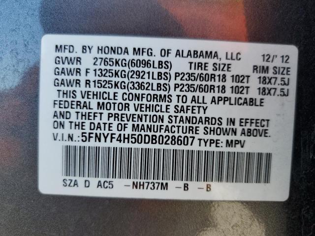 Foto 10 de la subasta – 2013 HONDA PILOT EXL con VIN 5FNYF4H50DB028607