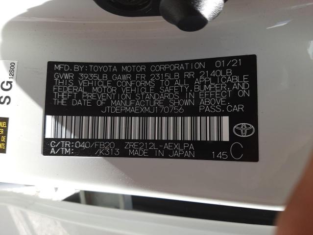 Photo 10 from auction – 2021 TOYOTA COROLLA LE with VIN JTDEPMAEXMJ170756