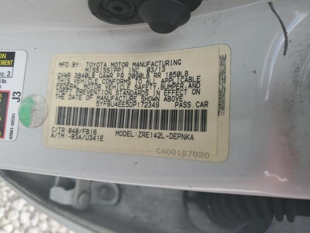 Photo 10 from auction – 2013 TOYOTA COROLLA BA with VIN 5YFBU4EE5DP172349