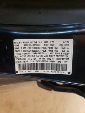 Photo 10 from auction – 2004 HONDA CR-V EX with VIN SHSRD78854U237159