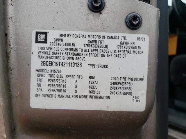 Foto 10 de la subasta – 2002 CHEVROLET SILVERADO con VIN 2GCEK19T421110138