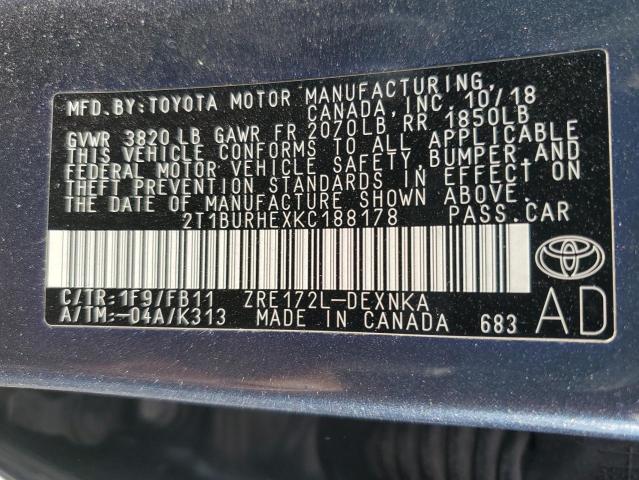 Photo 10 from auction – 2019 TOYOTA COROLLA L with VIN 2T1BURHEXKC188178