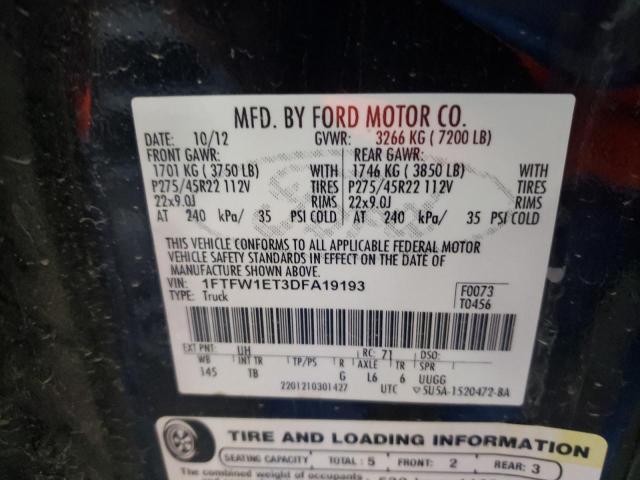 Photo 10 from auction – 2013 FORD F150 SUPER with VIN 1FTFW1ET3DFA19193