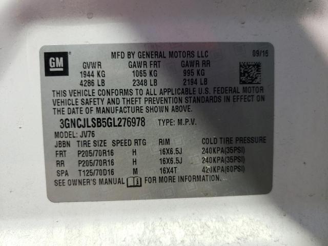 Foto 10 de la subasta – 2016 CHEVROLET TRAX 1LT con VIN 3GNCJLSB5GL276978