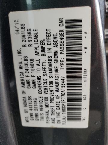 Photo 10 from auction – 2012 HONDA ACCORD EX with VIN 1HGCP2F77CA156447