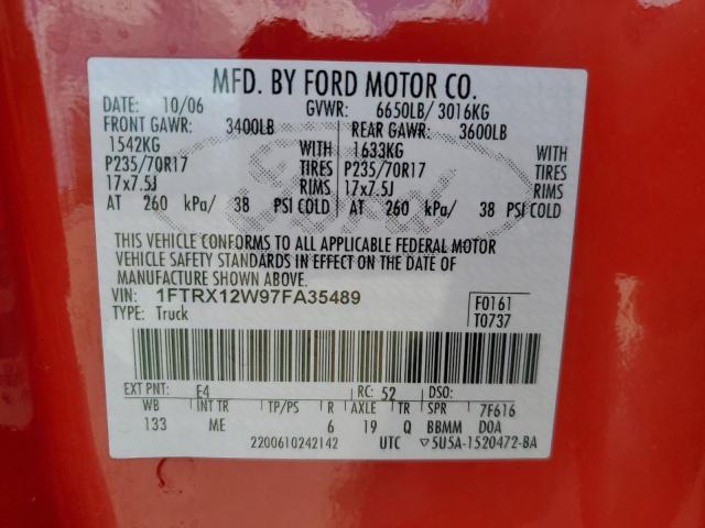 Photo 10 from auction – 2007 FORD F150 with VIN 1FTRX12W97FA35489