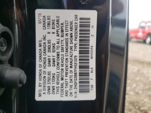 Photo 10 from auction – 2015 HONDA CIVIC EX with VIN 2HGFG3B87FH531079