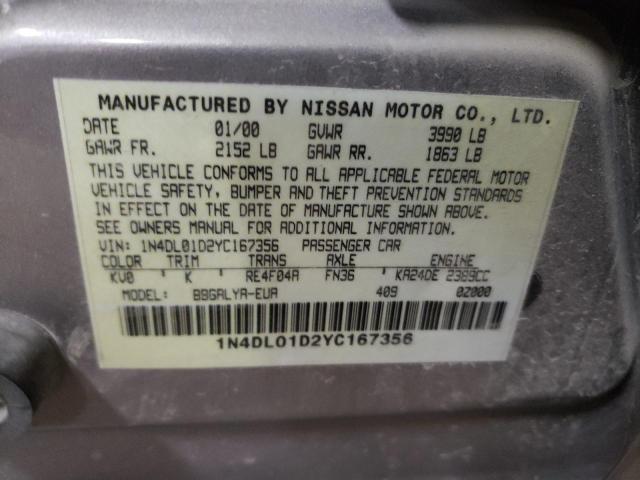 Photo 10 from auction – 2000 NISSAN ALTIMA XE with VIN 1N4DL01D2YC167356