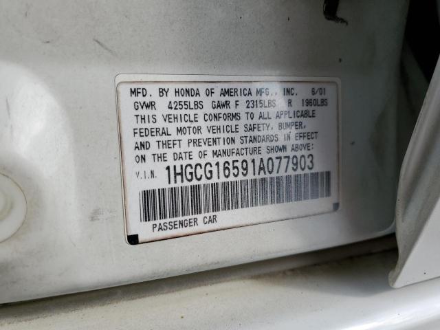 Photo 10 from auction – 2001 HONDA ACCORD with VIN 1HGCG16591A077903