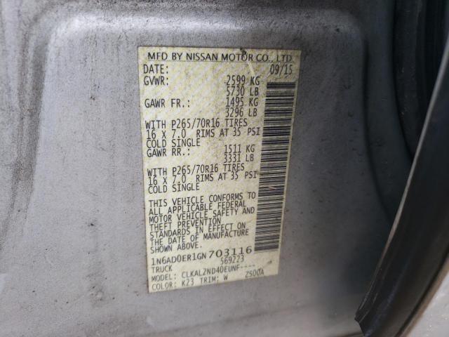 Photo 10 from auction – 2016 NISSAN FRONTIER S with VIN 1N6AD0ER1GN703116