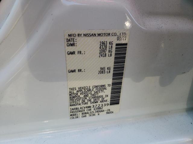 Photo 10 from auction – 2021 NISSAN ALTIMA SR with VIN 1N4BL4CV4MN372339