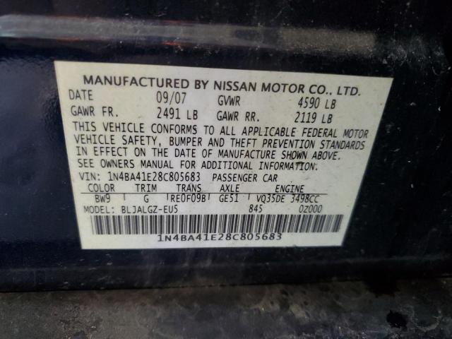 Photo 10 from auction – 2008 NISSAN MAXIMA SE with VIN 1N4BA41E28C805683