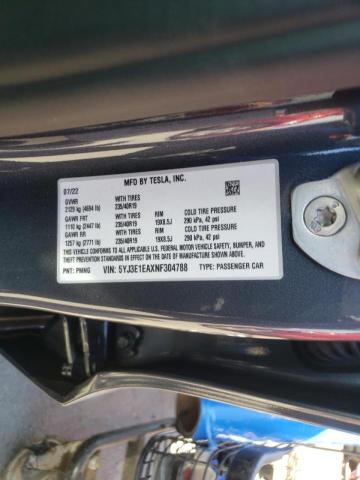 Photo 10 from auction – 2022 TESLA MODEL 3 with VIN 5YJ3E1EAXNF304788