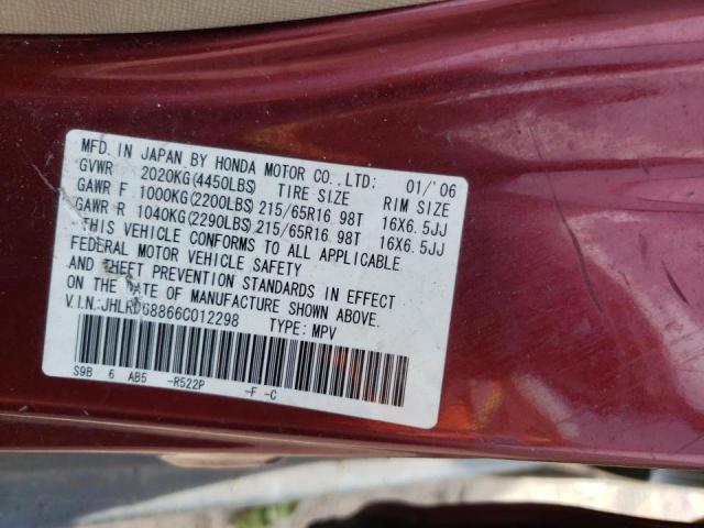 Photo 10 from auction – 2006 HONDA CR-V EX with VIN JHLRD68866C012298
