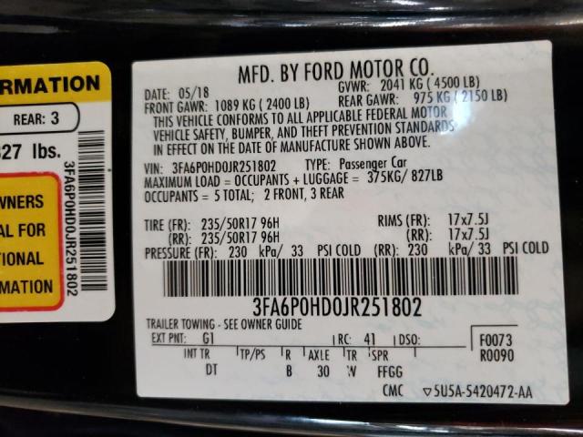 Photo 10 from auction – 2018 FORD FUSION SE with VIN 3FA6P0HD0JR251802