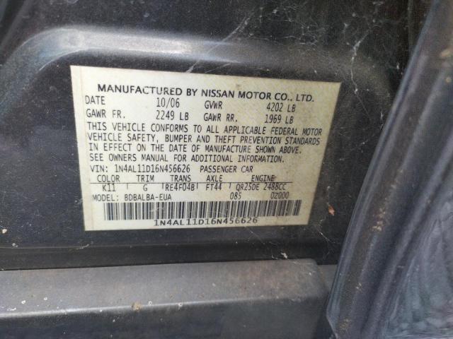 Photo 10 from auction – 2006 NISSAN ALTIMA with VIN 1N4AL11D16N456626