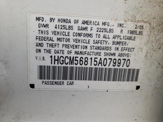 Photo 10 from auction – 2005 HONDA ACCORD with VIN 1HGCM56815A079970