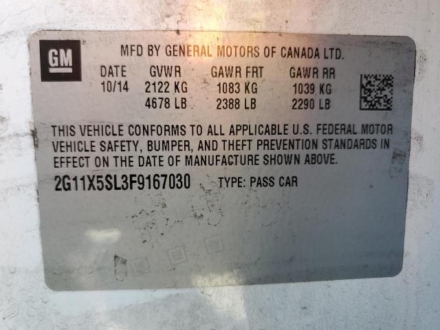Photo 10 from auction – 2015 CHEVROLET IMPALA LS with VIN 2G11X5SL3F9167030