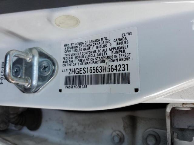 Photo 10 from auction – 2003 HONDA CIVIC LX with VIN 2HGES16563H564231