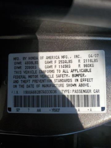 Photo 10 from auction – 2007 ACURA TL with VIN 19UUA66287A033036