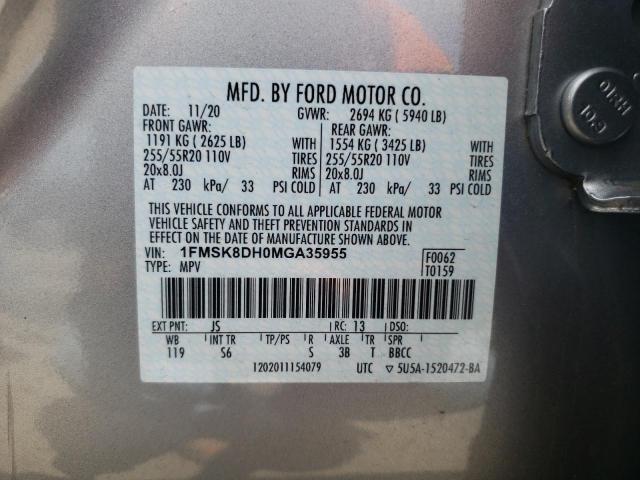 Photo 10 from auction – 2021 FORD EXPLORER X with VIN 1FMSK8DH0MGA35955
