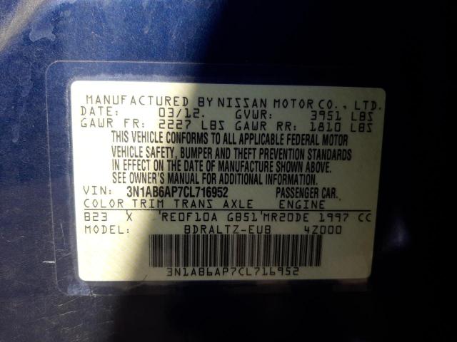 Photo 10 from auction – 2012 NISSAN SENTRA 2.0 with VIN 3N1AB6AP7CL716952