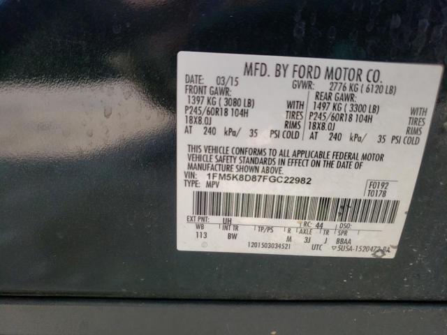 Photo 10 from auction – 2015 FORD EXPLORER X with VIN 1FM5K8D87FGC22982