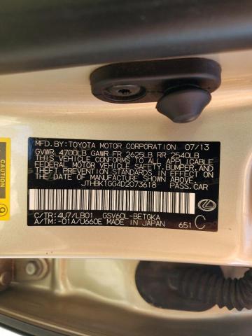 Photo 10 from auction – 2013 LEXUS ES 350 with VIN JTHBK1GG4D2073618