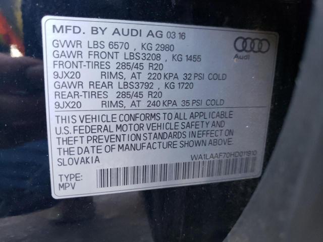 Photo 10 from auction – 2017 AUDI Q7 PREMIUM with VIN WA1LAAF70HD011910