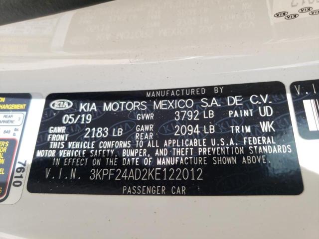 Photo 10 from auction – 2019 KIA FORTE FE with VIN 3KPF24AD2KE122012