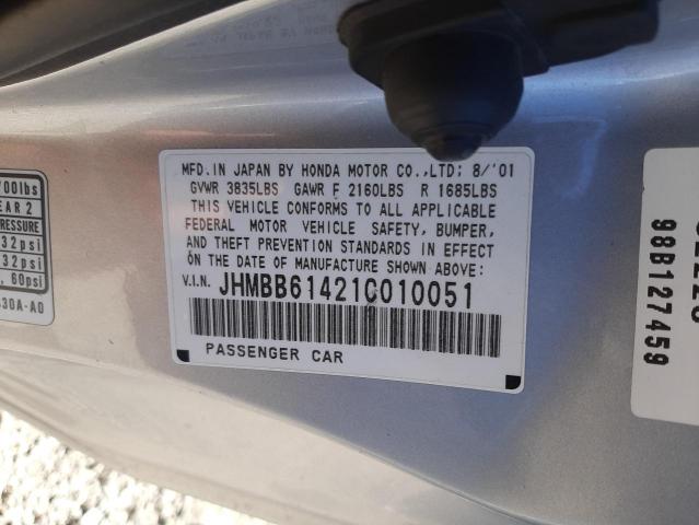 Photo 10 from auction – 2001 HONDA PRELUDE with VIN JHMBB61421C010051