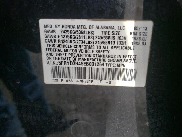 Photo 10 from auction – 2014 ACURA MDX TECHNO with VIN 5FRYD3H45EB001264
