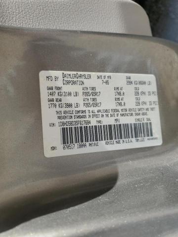 Photo 10 from auction – 2005 DODGE DURANGO LI with VIN 1D8HD58D35F617684
