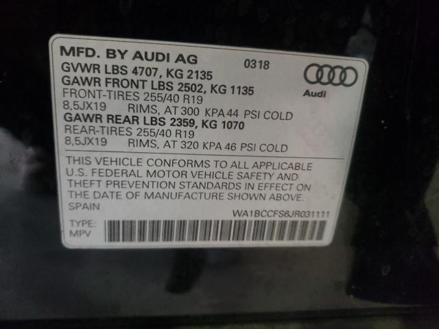 Photo 10 from auction – 2018 AUDI Q3 PREMIUM with VIN WA1BCCFS6JR031111