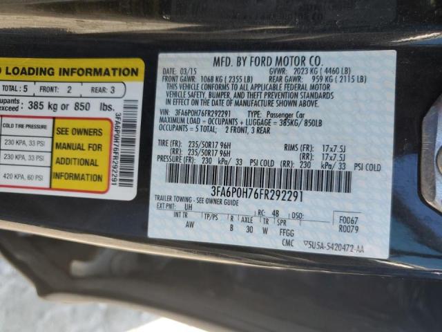 Photo 10 from auction – 2015 FORD FUSION SE with VIN 3FA6P0H76FR292291