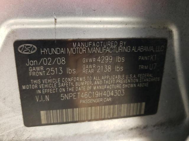 Photo 10 from auction – 2009 HYUNDAI SONATA GLS with VIN 5NPET46C19H404303