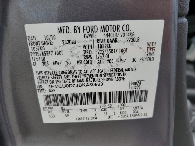 Photo 10 from auction – 2011 FORD ESCAPE XLT with VIN 1FMCU0D73BKA80860