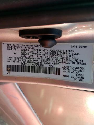 Photo 10 from auction – 2004 LEXUS GX 470 with VIN JTJBT20X940046910