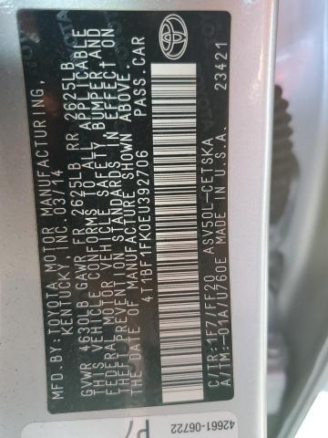 Photo 10 from auction – 2014 TOYOTA CAMRY L with VIN 4T1BF1FK0EU392706