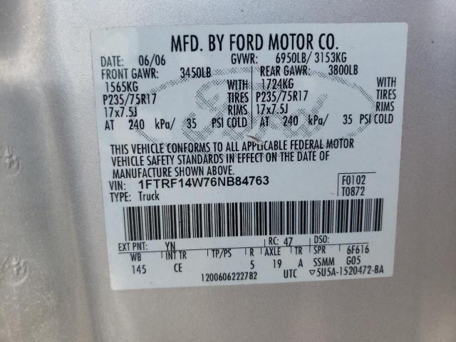 Photo 10 from auction – 2006 FORD F150 with VIN 1FTRF14W76NB84763