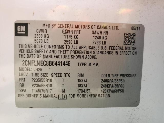 Zdjęcie 10 z aukcji – 2011 CHEVROLET EQUINOX LT z VIN 2CNFLNEC8B6441446