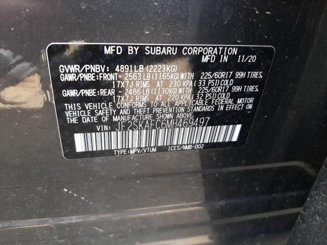 Photo 10 from auction – 2021 SUBARU FORESTER P with VIN JF2SKAFC6MH469497