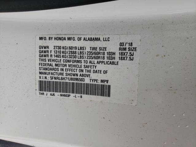 Photo 10 from auction – 2018 HONDA ODYSSEY EX with VIN 5FNRL6H71JB096503