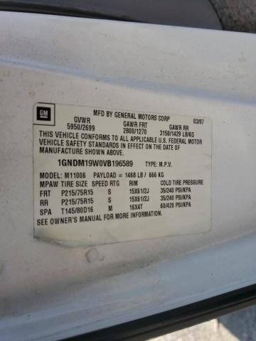 Photo 10 from auction – 1997 CHEVROLET ASTRO with VIN 1GNDM19W0VB196589
