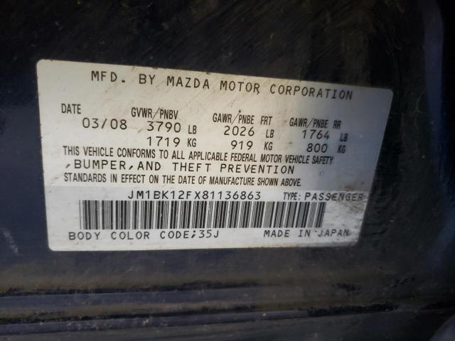 Photo 10 from auction – 2008 MAZDA 3 I with VIN JM1BK12FX81136863