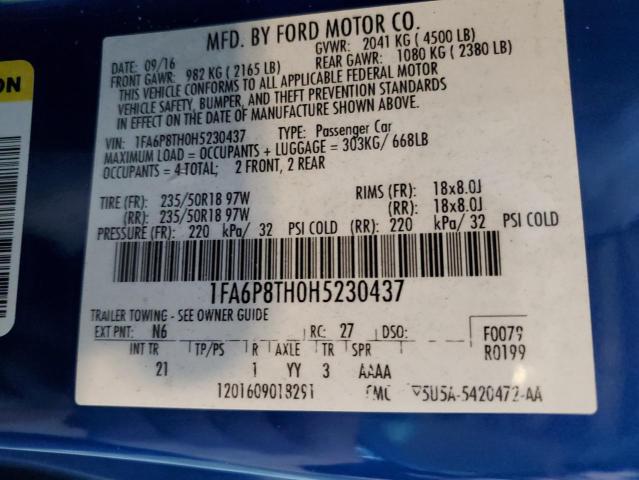 Photo 10 from auction – 2017 FORD MUSTANG with VIN 1FA6P8TH0H5230437