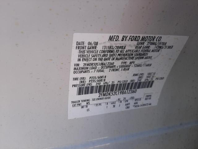 Photo 10 from auction – 2009 FORD FLEX SEL with VIN 2FMDK52C19BA12360